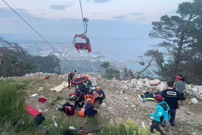 بالفيديو.. وفاة شخص وإصابة 7 آخرين جراء انهيار تلفريك في تركيا
