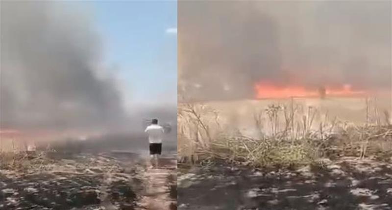 فرق الدفاع المدني تخمد حريقا في أرض زراعية بحاوي القيارة جنوب الموصل