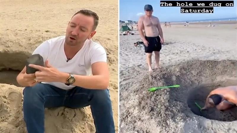 بالفيديو.. حفرة كبيرة على شاطئ إيرلندي تثير الجدل
