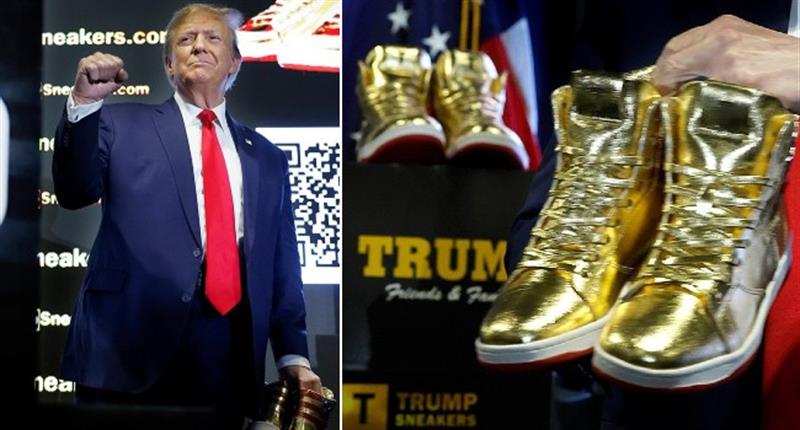 بيعت كلها بعد ساعات من اصدارها.. دونالد ترامب يطلق علامته التجارية للأحذية الرياضية 
