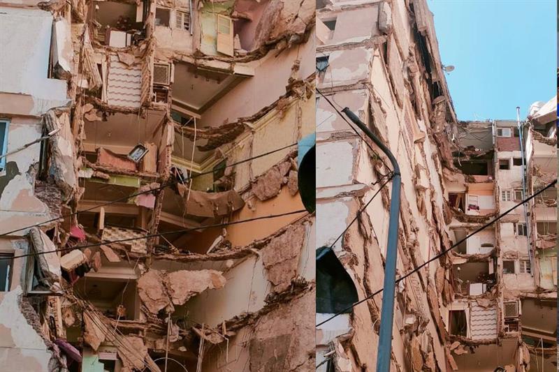 انهيار مبنى سكني في الإسكندرية وبعض السكان تحت الأنقاض
