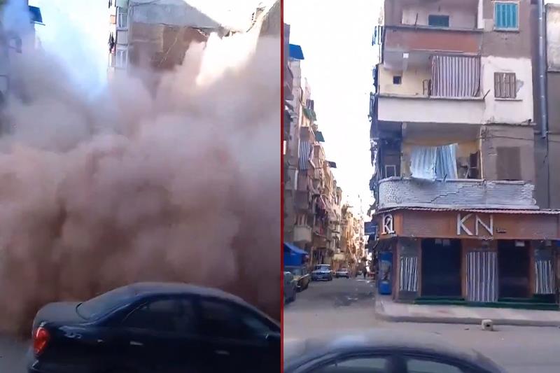 فيديو مروع للحظة انهيار عقار الإسكندرية يسفر عن مصرع 4 أشخاص

