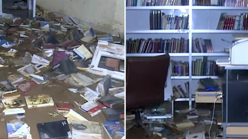 كتێبخانەی گشتیی چەمچەماڵ بەهۆی لافاوەوە زیانی زۆری بەركەوتووە

