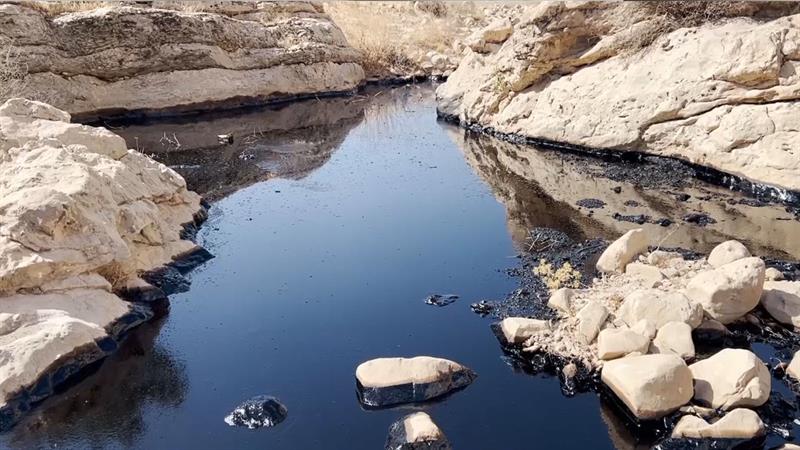 گۆمێک لە نەوتی رەش دروستبووە و مەترسی هەیە تێکەڵی ئاوی دەریاچەی دوکان بێت
